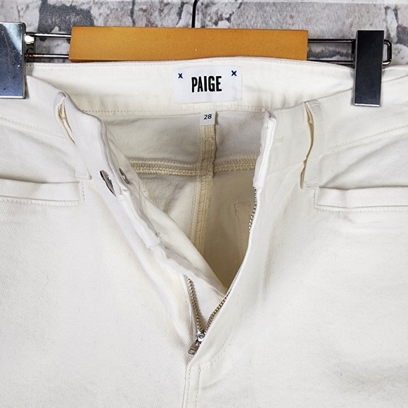 PAIGE Hoxton Ankle Pant Brushed Cotton Slim  Fit Stretch Light Ecru Size 28 - Picture 5 of 14